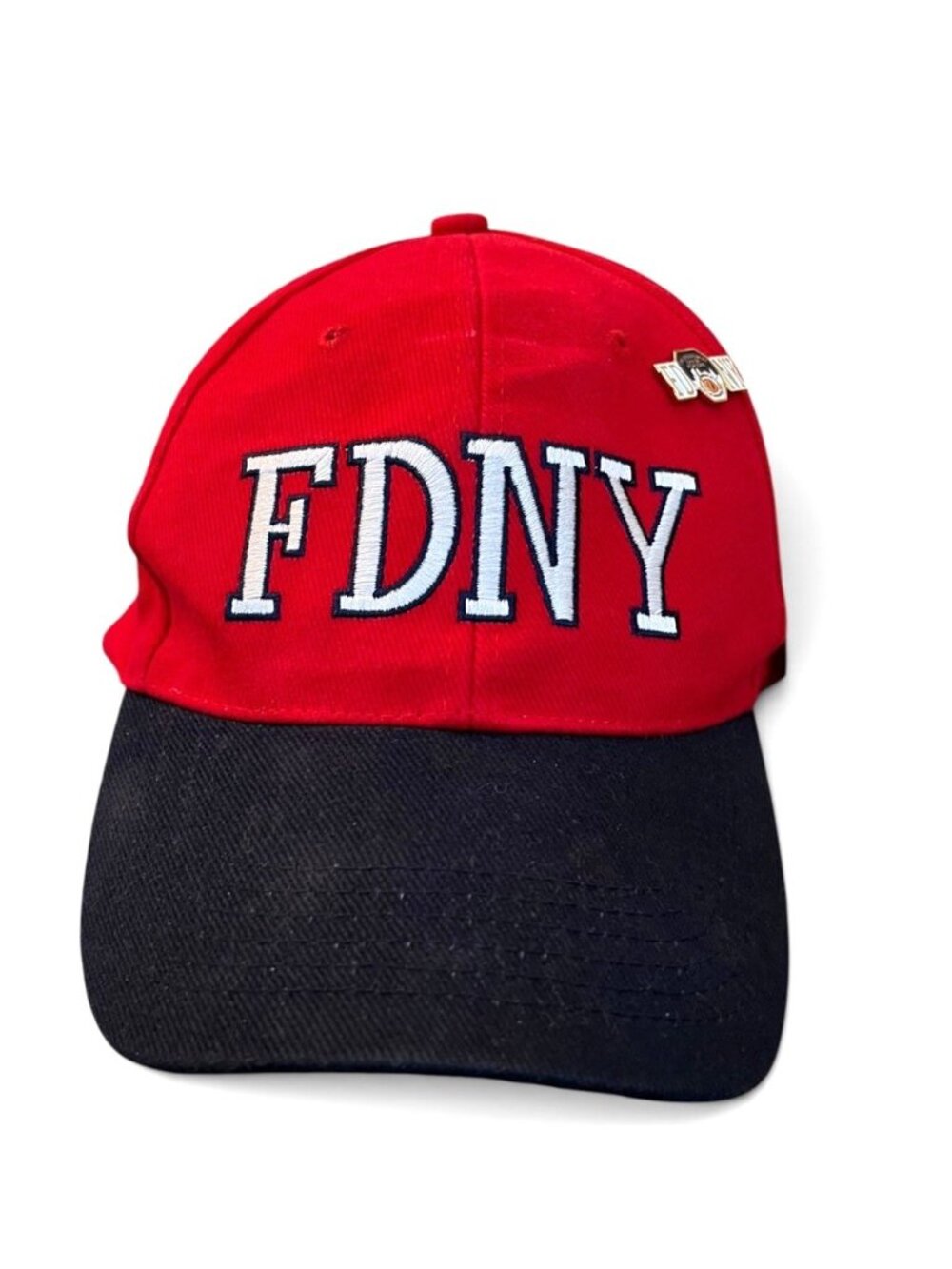 Vintage Mens FDNY Red Cap One Size Fire Department New York Pin Embroidered NWT